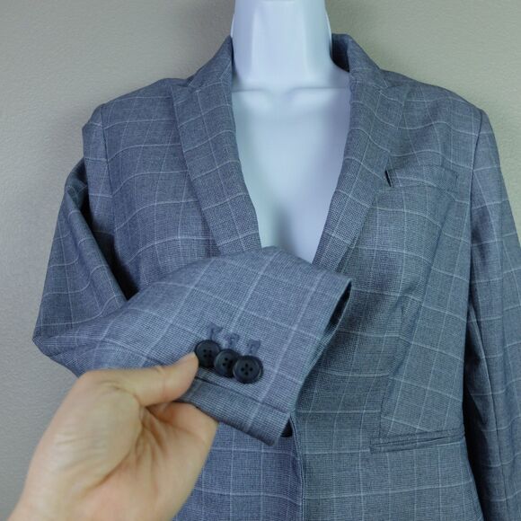 Banana Republic Factory Blue Plaid Windowpane Blazer Size 0P - Picture 5 of 9